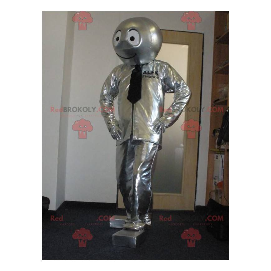 Stříbrný robot maskot sněhulák - Redbrokoly.com