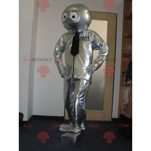 Stříbrný robot maskot sněhulák - Redbrokoly.com