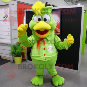 Lime Green Rooster mascotte...