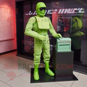 Lime Green Gi Joe mascot costume character dressed with a Culottes and Clutch bags