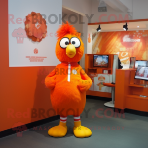 Orange Chicken mascot costume character dressed with a Culottes and Ties