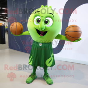 Olive Handball Ball mascot costume character dressed with a Blouse and Gloves