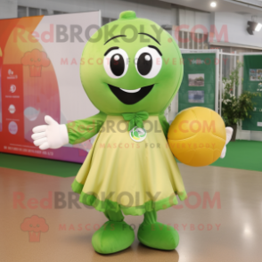 Olive Handball Ball mascot costume character dressed with a Blouse and Gloves