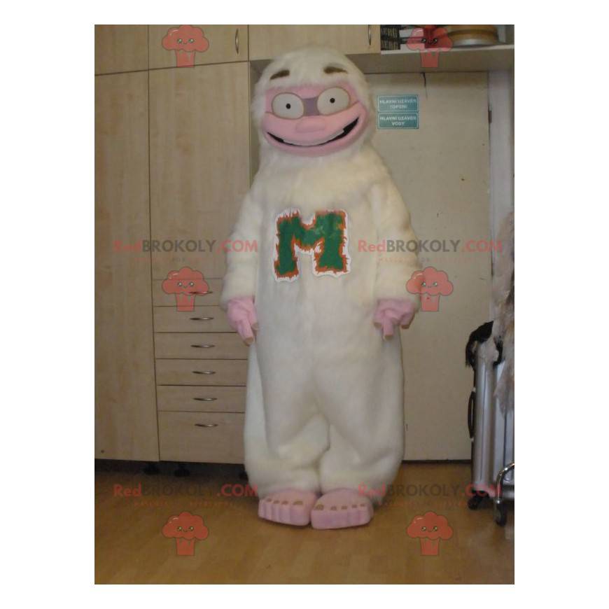 Mascote de yeti branco e rosa muito divertido - Redbrokoly.com