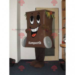 Brown dumpster trash mascot - Redbrokoly.com