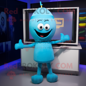 Cyan TV maskot drakt figur...