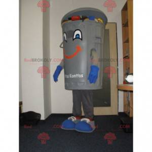 Mascot basura gris gigante. Mascota del contenedor -