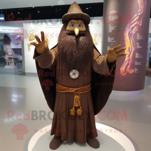 Brun Wizard maskot kostym...