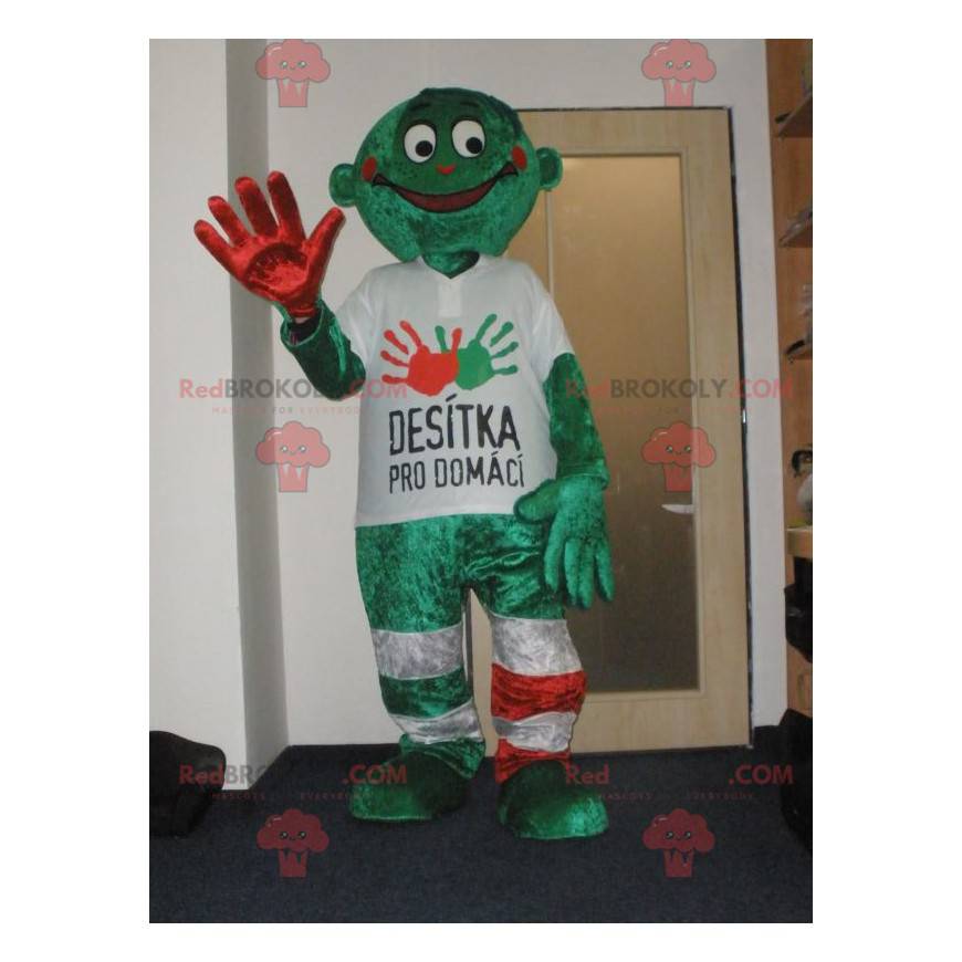 Zelený sněhulák maskot. Maskot Desitka pro domaci -