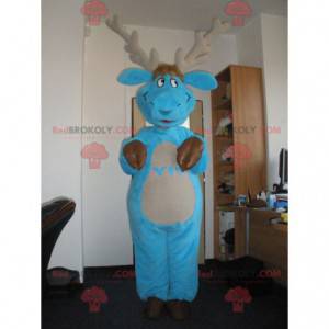 Mascotte d'élan de caribou bleu et marron - Redbrokoly.com