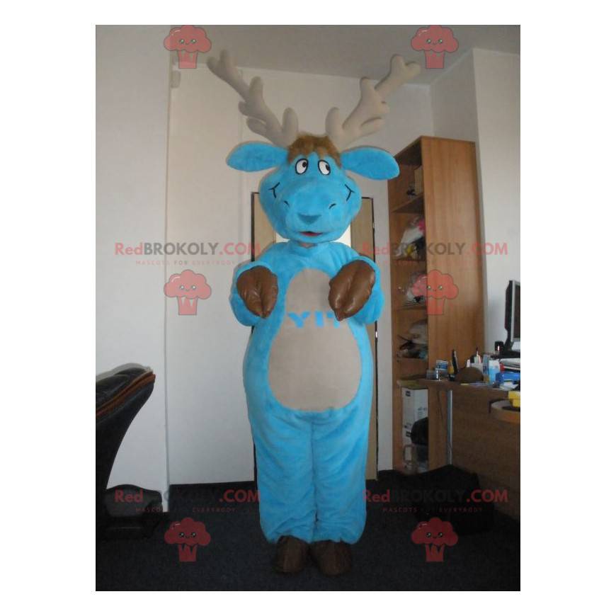 Mascotte d'élan de caribou bleu et marron - Redbrokoly.com