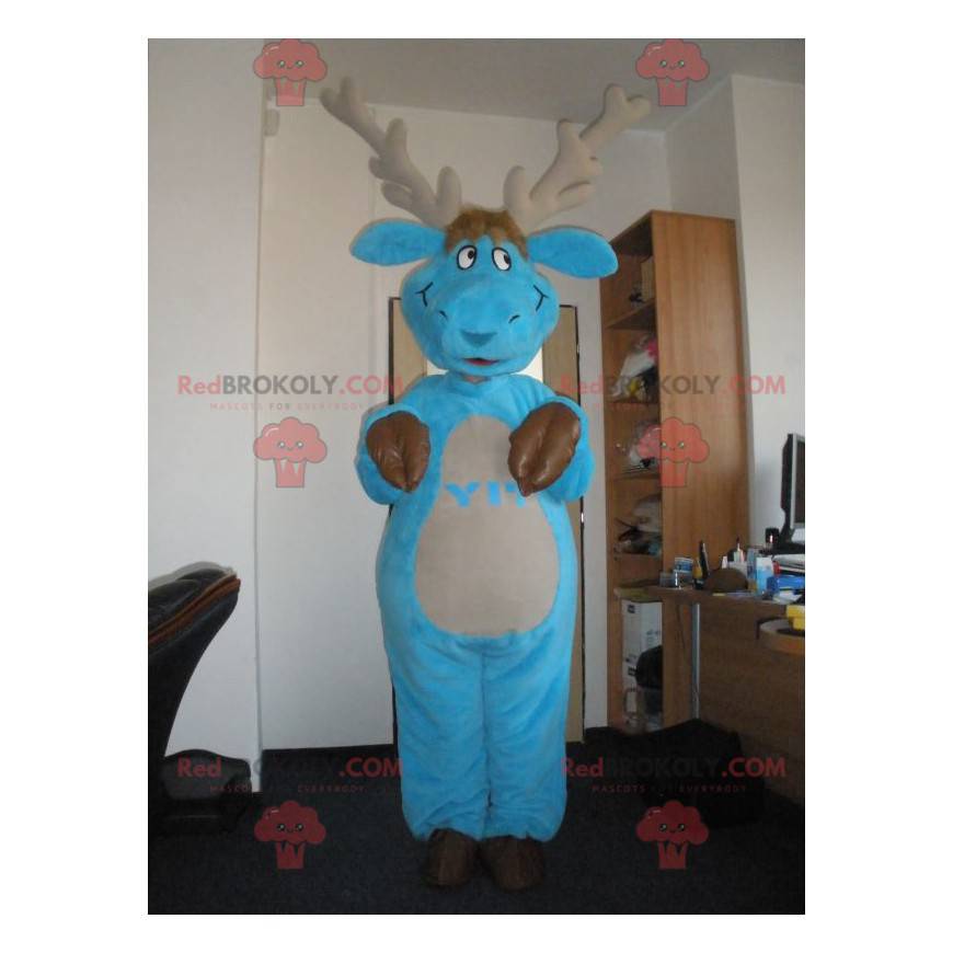 Mascotte di alce caribù blu e marrone - Redbrokoly.com