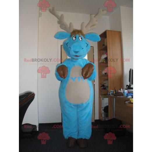 Blaues und braunes Karibu-Elch-Maskottchen - Redbrokoly.com
