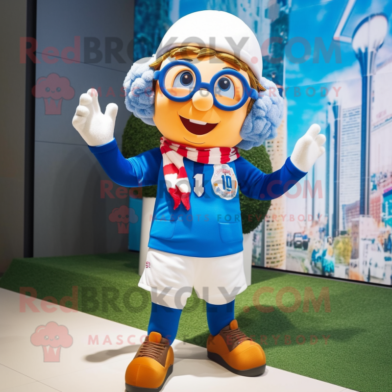 nan Soccer Goal mascot costume character dressed with a Vest and Berets nan Soccer Goal mascot costume character dressed with a Vest and Berets