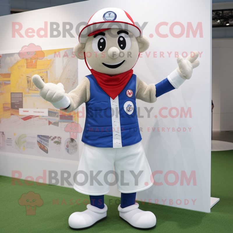 nan Soccer Goal mascot costume character dressed with a Vest and Berets nan Soccer Goal mascot costume character dressed with a Vest and Berets