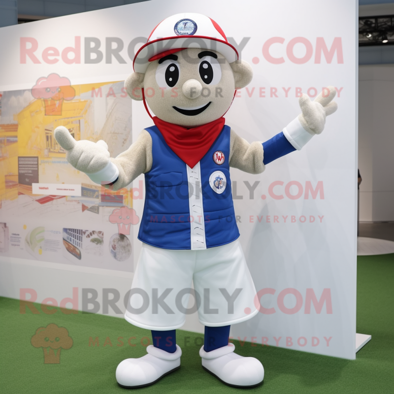 nan Soccer Goal mascot costume character dressed with a Vest and Berets