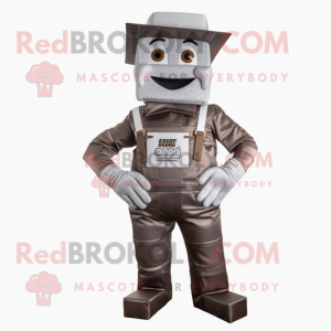 Silver Chocolate Bars mascot costume character dressed with a Dungarees and Cummerbunds