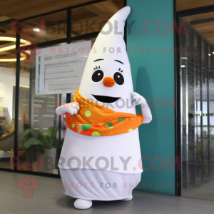 White Mango mascot costume character dressed with a Tank Top and Scarves