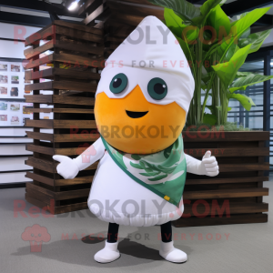 Hvid Mango maskot kostume...