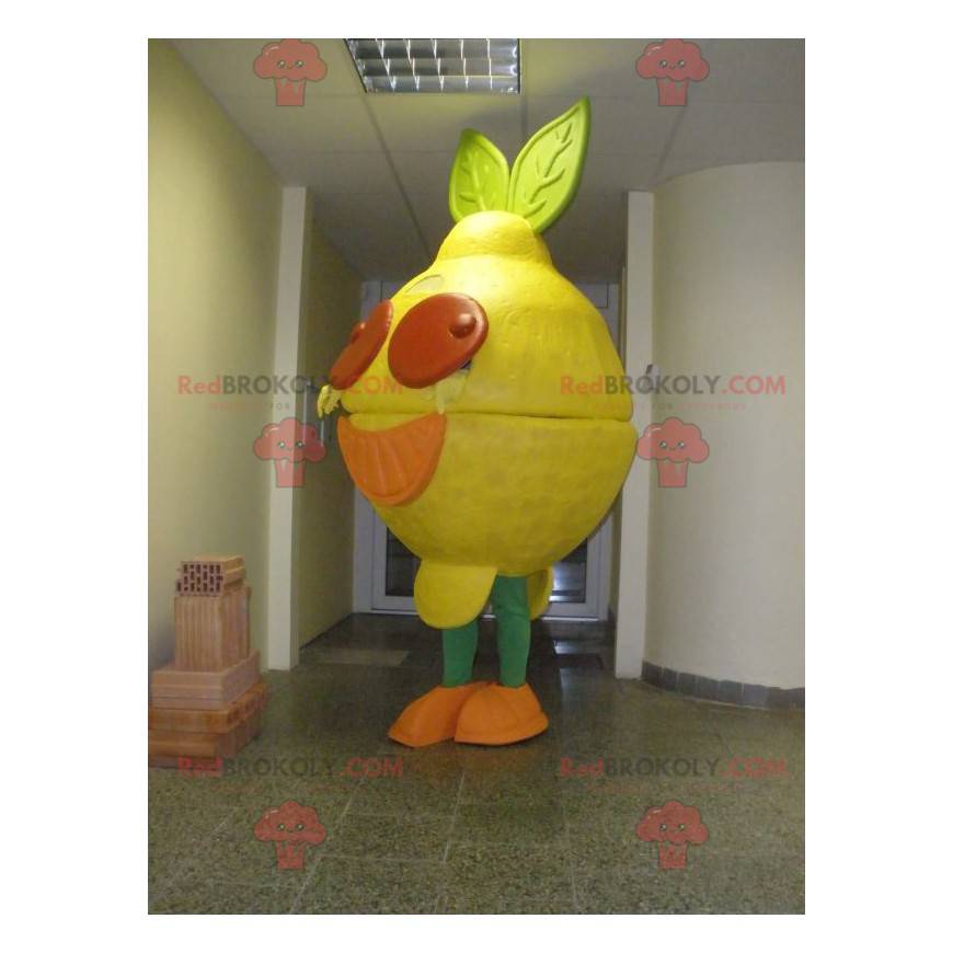 Mascote amarelo-limão gigante e colorido - Redbrokoly.com
