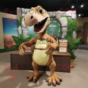 Brown Parasaurolophus mascot costume character dressed with a Cargo Shorts and Anklets