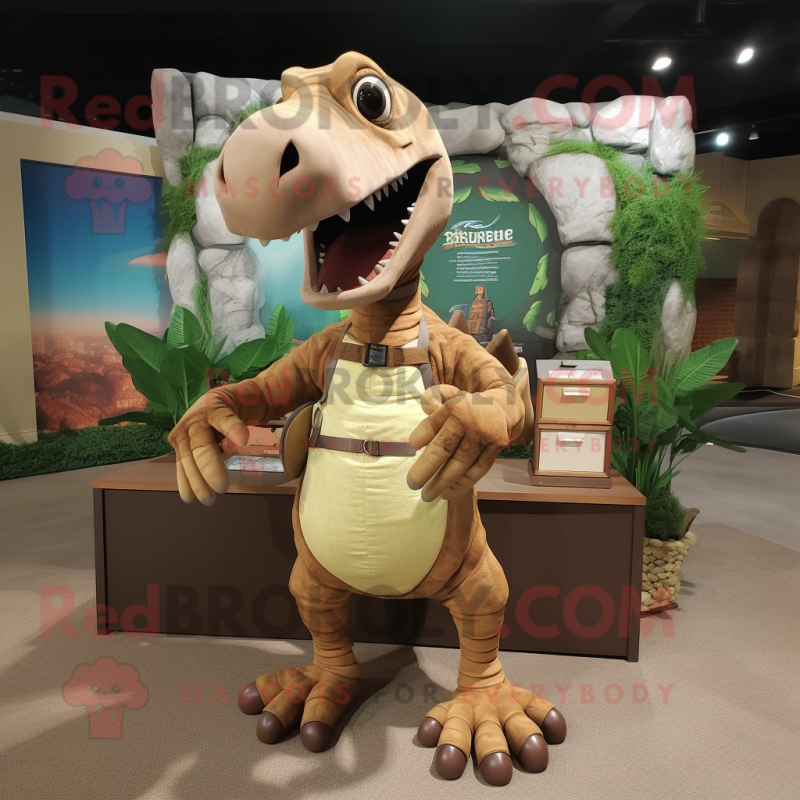 Brown Parasaurolophus mascot costume character dressed with a Cargo Shorts and Anklets