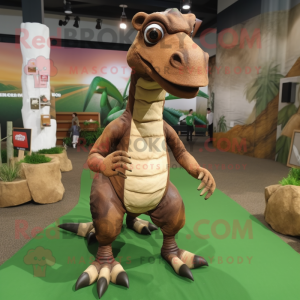 Brown Parasaurolophus mascot costume character dressed with a Cargo Shorts and Anklets