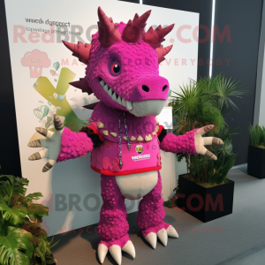 Magenta Stegosaurus maskot...