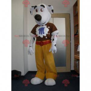 Witte en zwarte hond mascotte. Dalmatische mascotte -