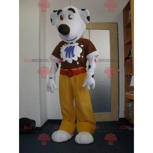 Hvit og svart hundemaskot. Dalmatisk maskot - Redbrokoly.com