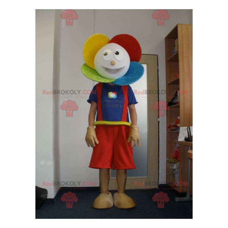 Very smiling colorful flower mascot - Redbrokoly.com