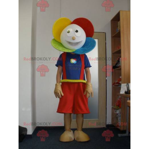 Very smiling colorful flower mascot - Redbrokoly.com