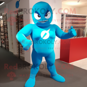 Cyan Superhero mascotte...