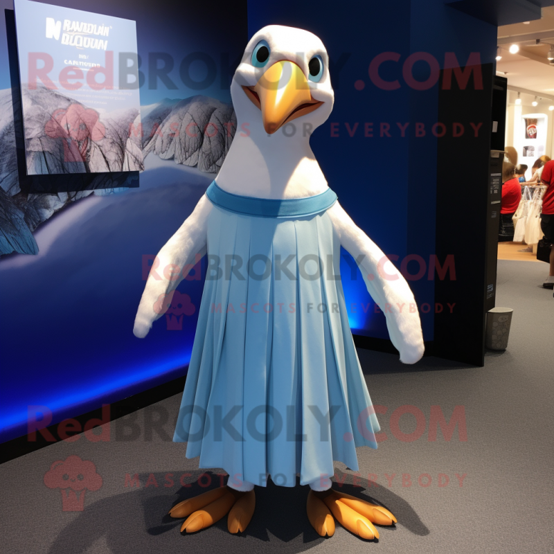 Sky Blue Albatross mascot costume character dressed with a Empire Waist Dress and Bracelets