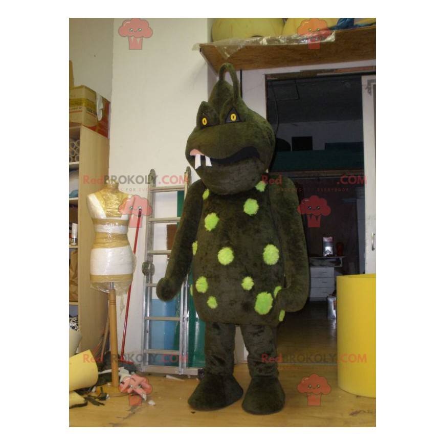 Mascote terrível monstro marrom e verde - Redbrokoly.com