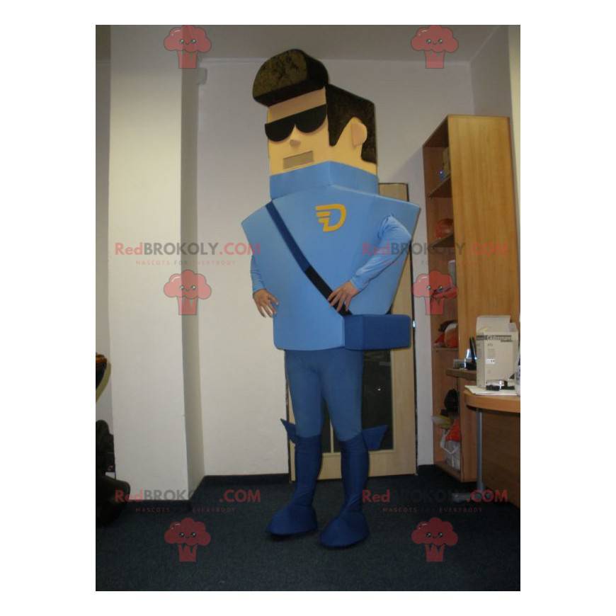 Koerierspostbode mascotte gekleed in blauw - Redbrokoly.com
