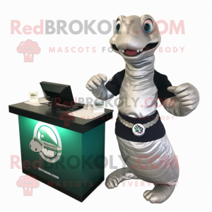 Silver Titanoboa mascot costume character dressed with a Blouse and Bracelet watches