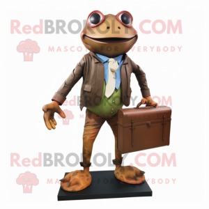 Rust Frog mascot costume character dressed with a Oxford Shirt and Wallets