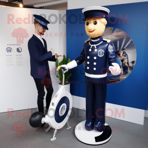 Navy Unicyclist mascot costume character dressed with a Trousers and Smartwatches