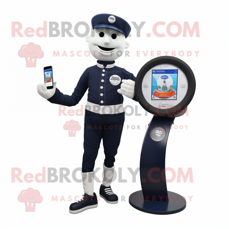 Navy Unicyclist mascot costume character dressed with a Trousers and Smartwatches