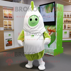 White Pear mascot costume character dressed with a Sweater and Headbands