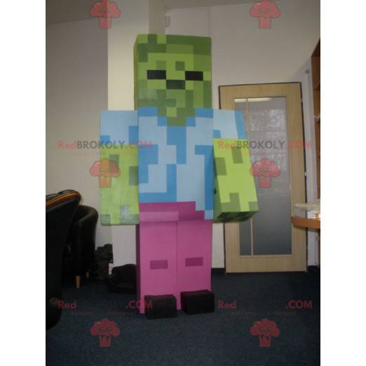 Giant and colorful pixelated robot mascot - Redbrokoly.com