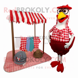 Red Hens mascot costume character dressed with a Bikini and Pocket squares