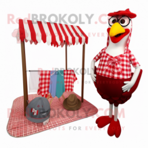 Red Hens mascot costume character dressed with a Bikini and Pocket squares