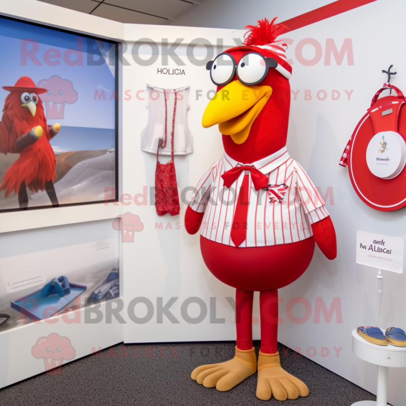 Red Hens mascot costume character dressed with a Bikini and Pocket squares