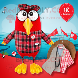 Red Hens mascot costume character dressed with a Bikini and Pocket squares