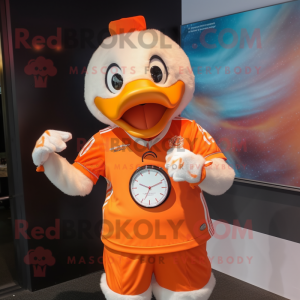 Orange Swans mascot costume character dressed with a Long Sleeve Tee and Bracelet watches