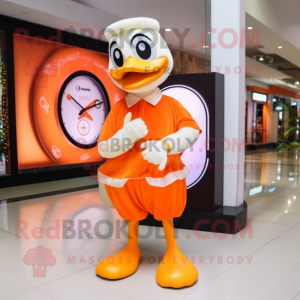 Orange Swans mascot costume character dressed with a Long Sleeve Tee and Bracelet watches