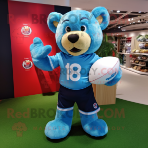 Sky Blue Teddy Bear maskot...