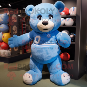 Sky Blue Teddy Bear maskot...